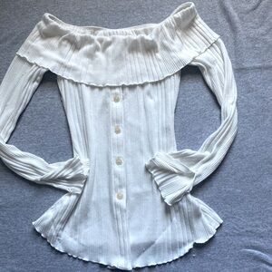 Coquette off the shoulder long sleeve sweater